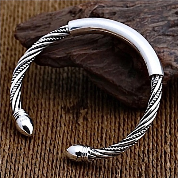 Sterling Silver Bangle Cuff Bracelet - Picture 1 of 11